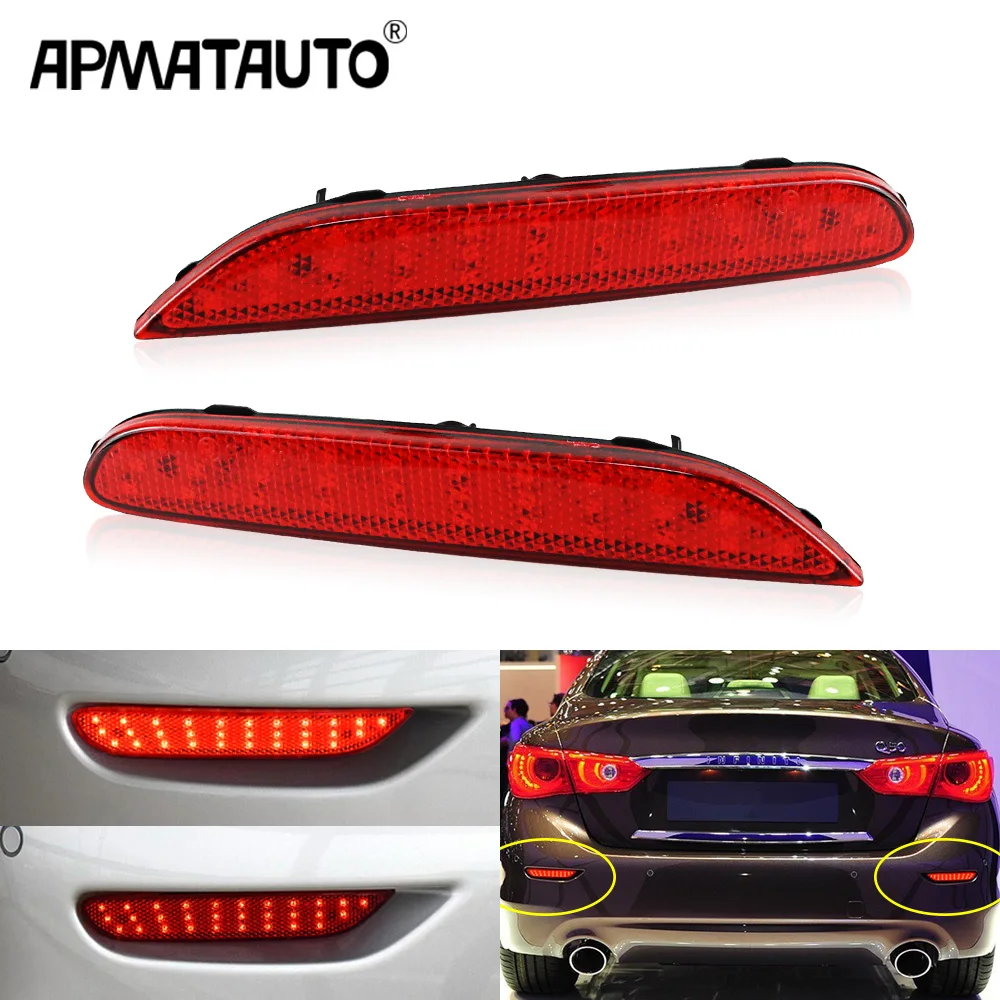 

2 шт. светодиодные отражатели бампера для Infiniti Q50 QX56 QX60 QX80 Nissan Pathfinder Rogue, функции заднего, тормоза и задней противотуманной фары