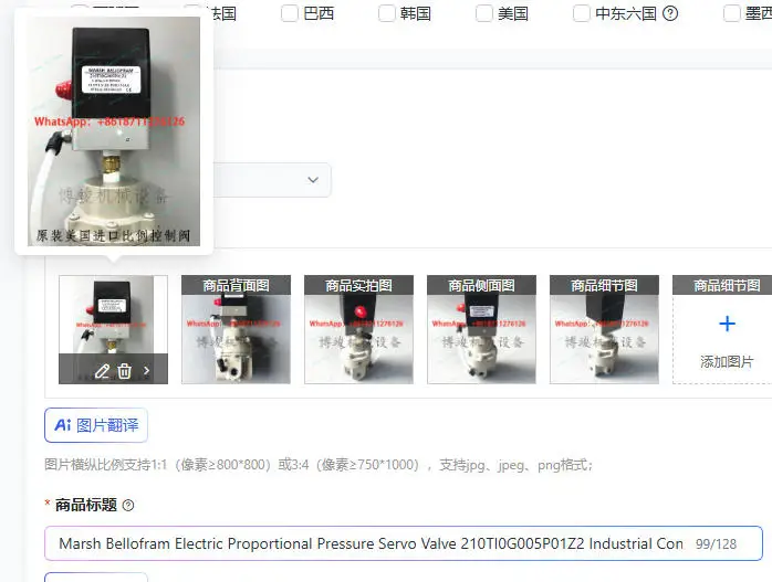 Marsh Bellofram Electric Proportional Pressure Servo Valve 210TI0G005P01Z2 Industrial Control Valve
