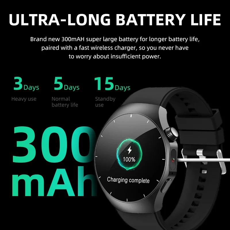 ساعة ذكية Howear HW8 Pro للرجال مع مصباح يدوي للتدليك الصوتي، رد NFC Sport Bluetooth Call Music، تحكم في الفيديو القصير 300 مللي أمبير في الساعة