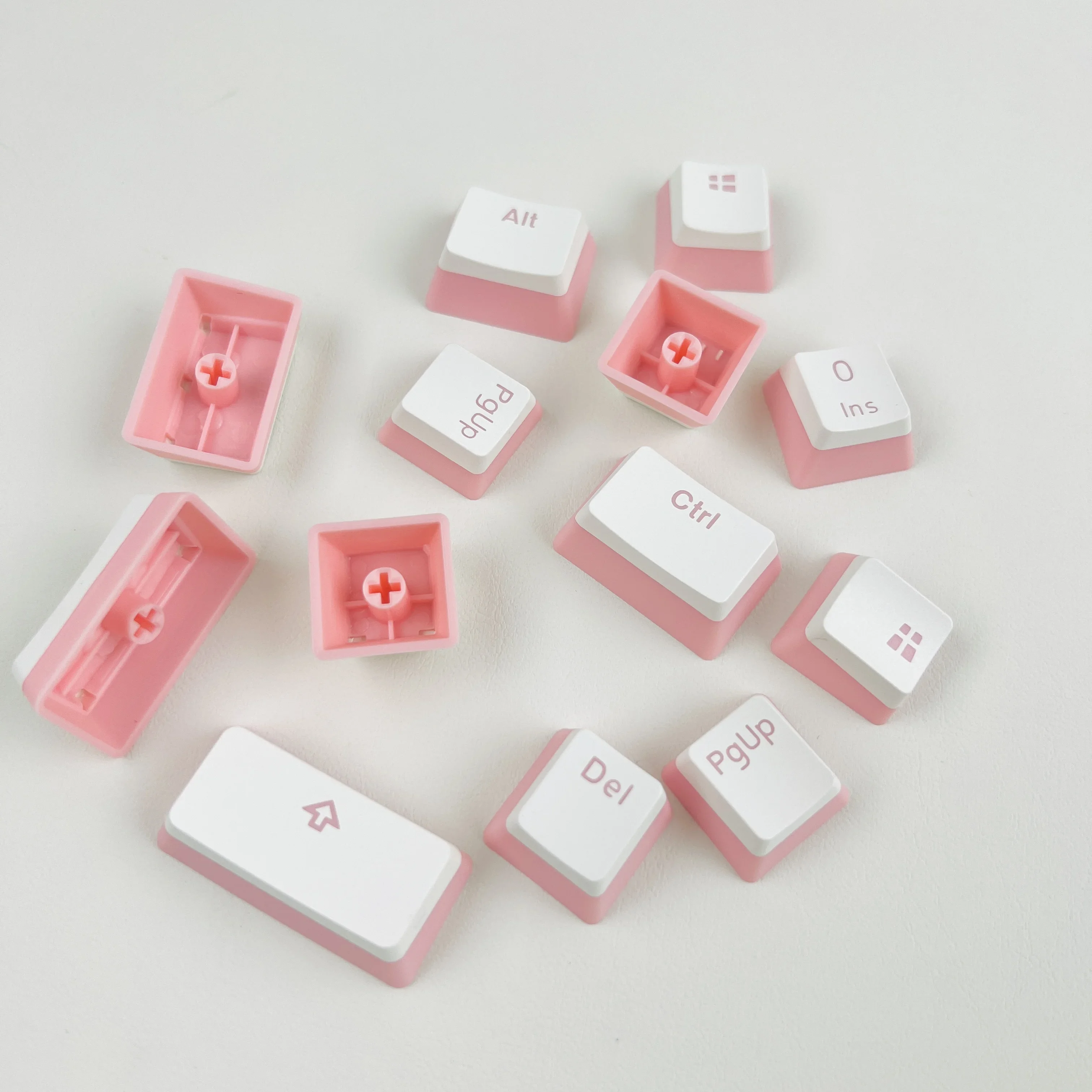 PBT double leather milk pudding keycap OEM145 key full set with additional opaque cherry blossom pink white new Yingying