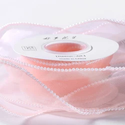 5 Yards 40mm Width Pearl Edge Organza Ribbon Clothing Decorative Fabric DIY Lace Bow Material Flower Gift Packaging Supplies