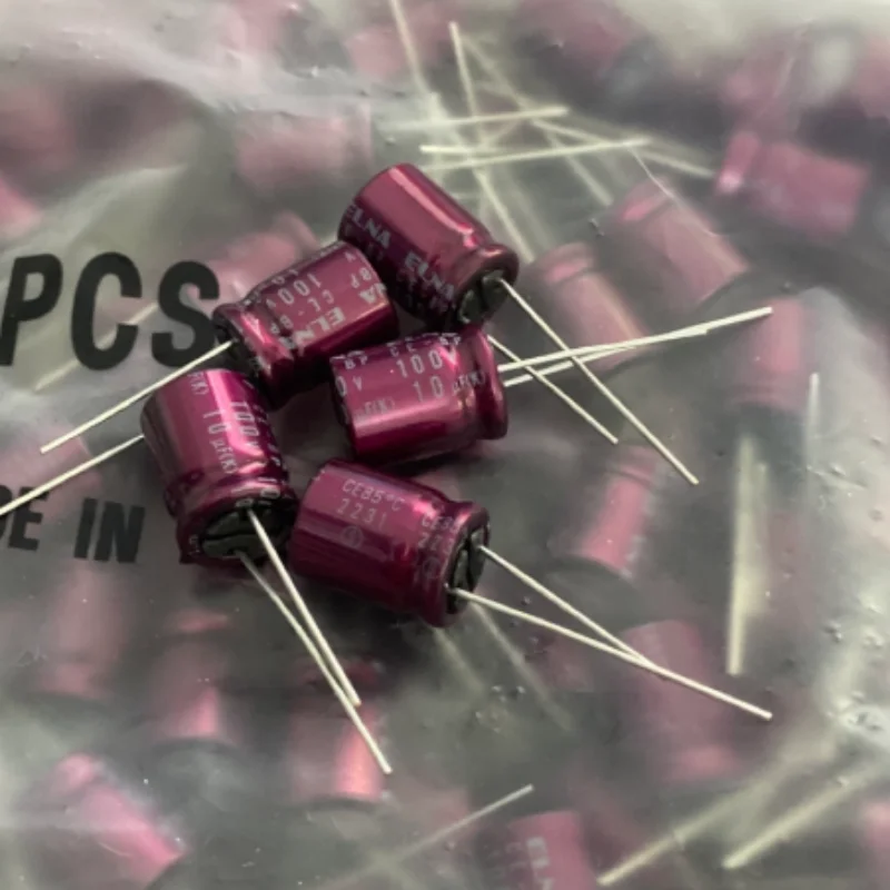 10PCS-100PCS  10UF 100V Japanese Ina Purple Red Robe Capacitor 100V10UF 10 * 12.5 RBD BP Poleless