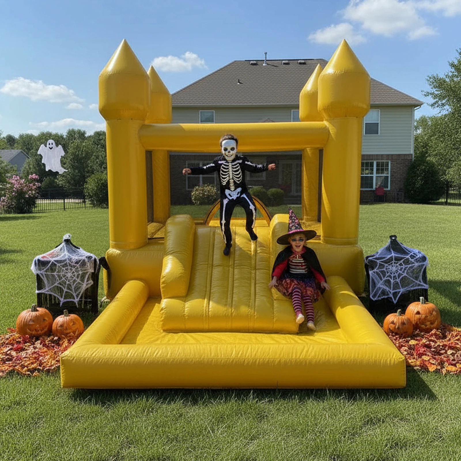 Kommerzielle aufblasbare weiße Hüpfburg im neuen Design mit Rutsche Hüpfburg/Goldsprunghaus/Anpassung Hüpfburg für Hochzeit