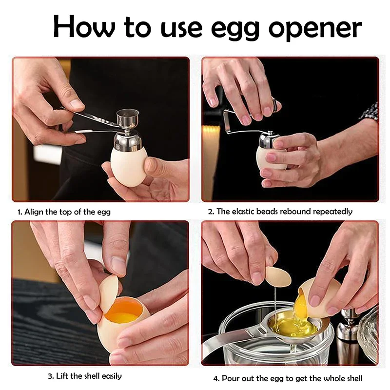 304 Stainless Steel Eggshell Opener Double Head Metal Boiled Raw Egg Creative Gadgets Kitchen Cooking Tool Kitchen  Accessories