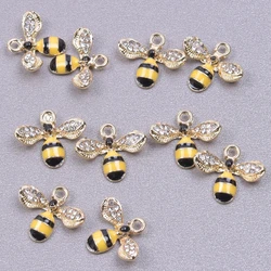 20pcs Cute Animal Bee Pendants For Jewelry Making Supplies Enamel Materials To Make Bracelets Earrings Rhinestone Animal Charms