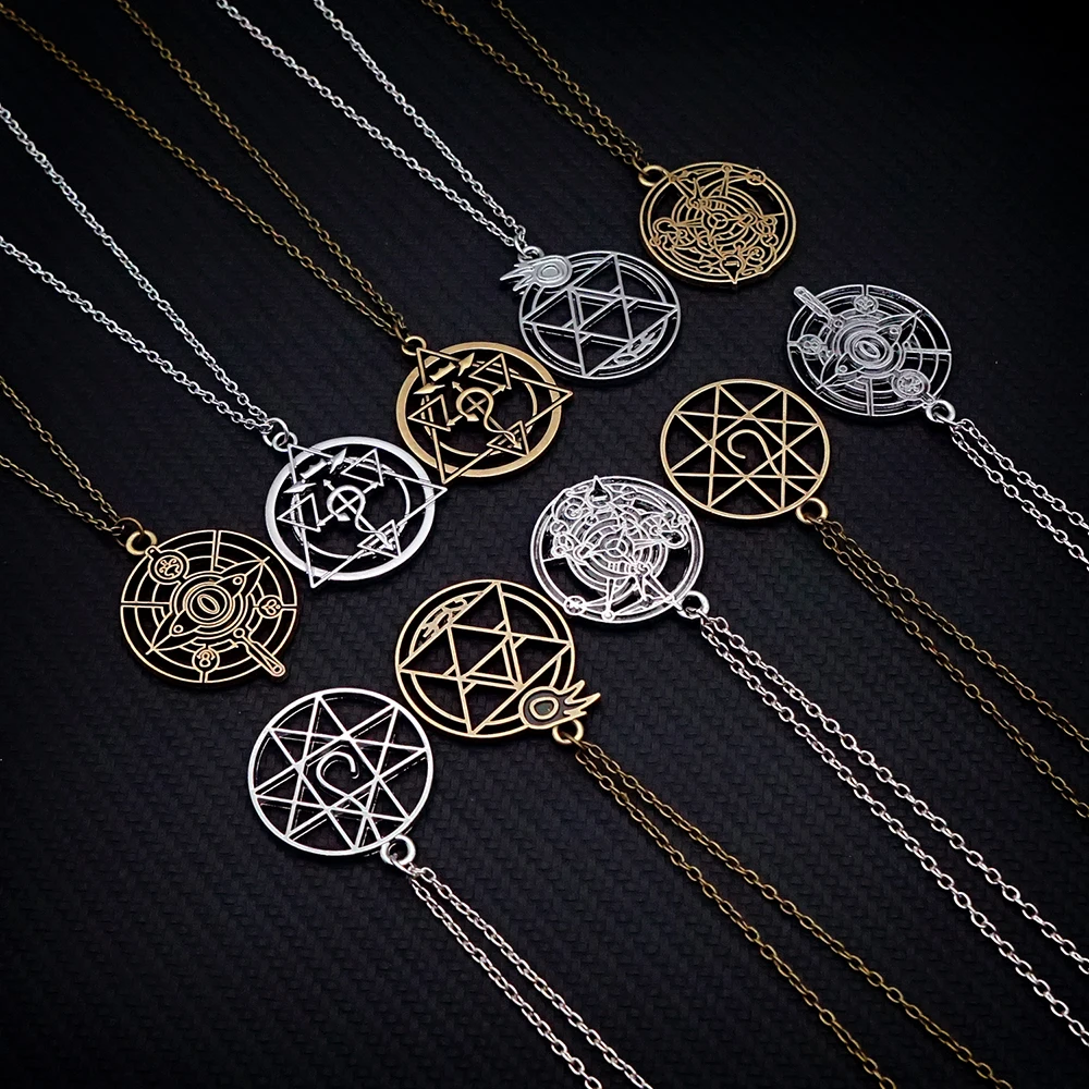 Fullmetal Alchemist Necklace Stainless Steel Chain Magic Circle Metal Necklaces Anime Jewelry Pendant Choker Collares Charm