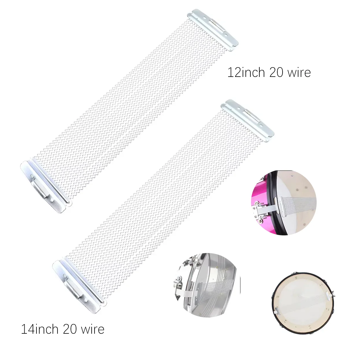 Miwayer 12/14 Inch Snare Drum Sand Belt, 20 Strands Drum Snare Wire Spring, Snare Drum Sound Line Accessories for Box Drum