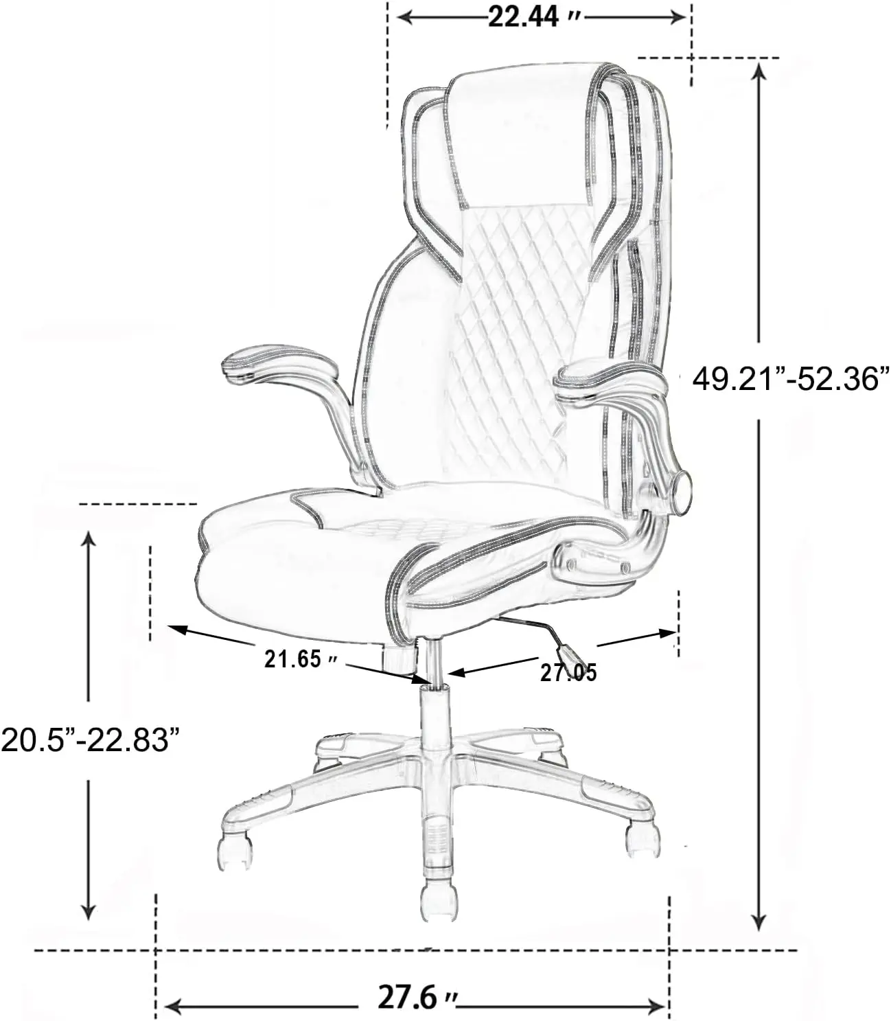 Brown Leather Office Chair with Flip up Arms, Ergonomic Executive Office Chairs with Wheels, 90-120° Rocking High Back Office