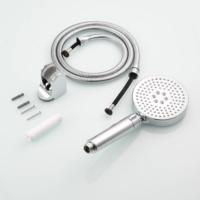 Ciencia 2 Water Outlet  Funtions Handheld Sprayer High Pressure Shower Head Set with Pause Mode and Hose Bracket Chrome Finish
