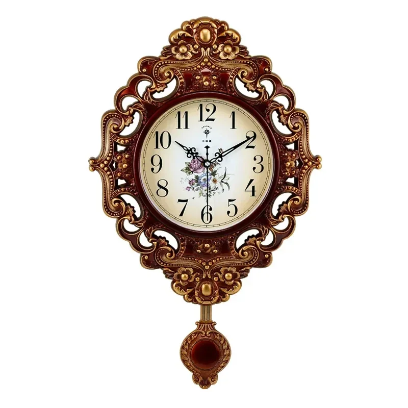 Luxury Large Wall Clock Pendulum Gold Silent Clock Vintage Living Room Retro Metal Wall Clocks Shabby Chic Home Decor Modren Hot