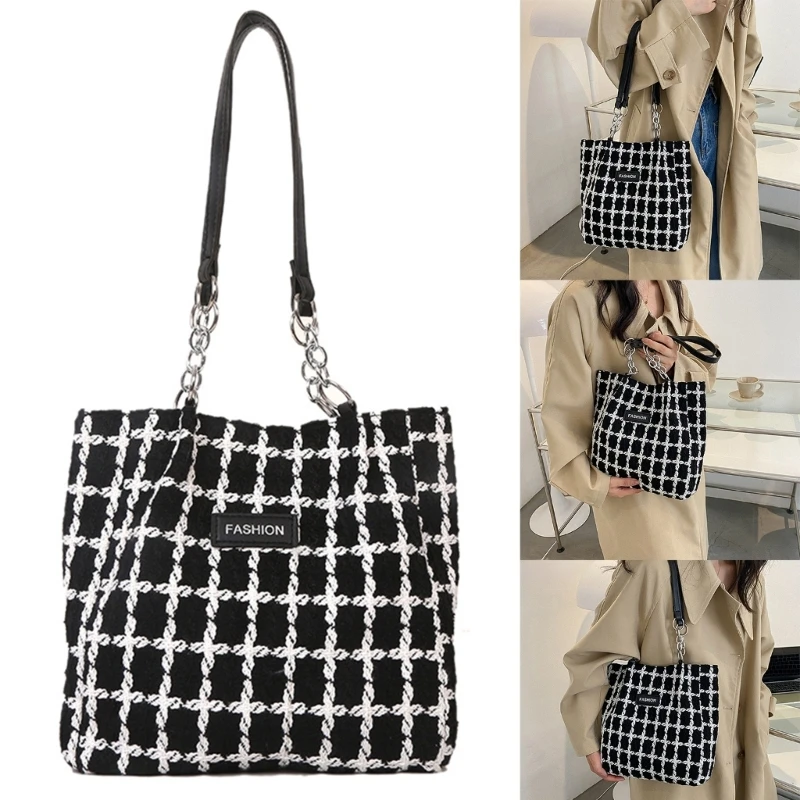 Checkered Tote Bag for Ladies Stylish & Spacious Handbag for Day Activities Gift