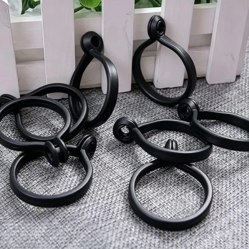 No Rod Removal Needed 47mm Split Ring Drapery Hooks, 44 pcs, Bathroom Sheer Curtain, Multipurpose, Versatile, Black
