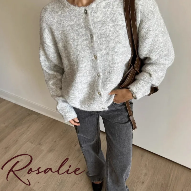 

Rosalie Fashion Staple Soft Sweater Coat Women's 2025 Autumn New Elegant Cashmere Long Sleeve Cardigan Ladies Versatile Pieces