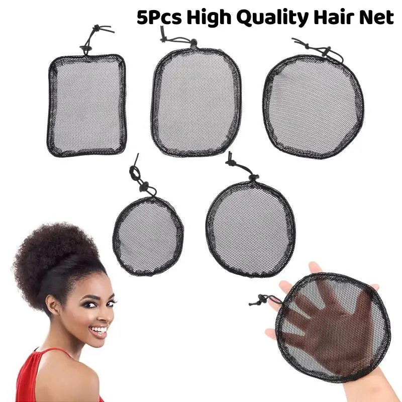 

【xxx】5Pcs Black Elastic Wig Net Breathable Mesh Hair Net With Adjustable Drawstring For Making Puff Bun Wig Tools Women Wig Nets