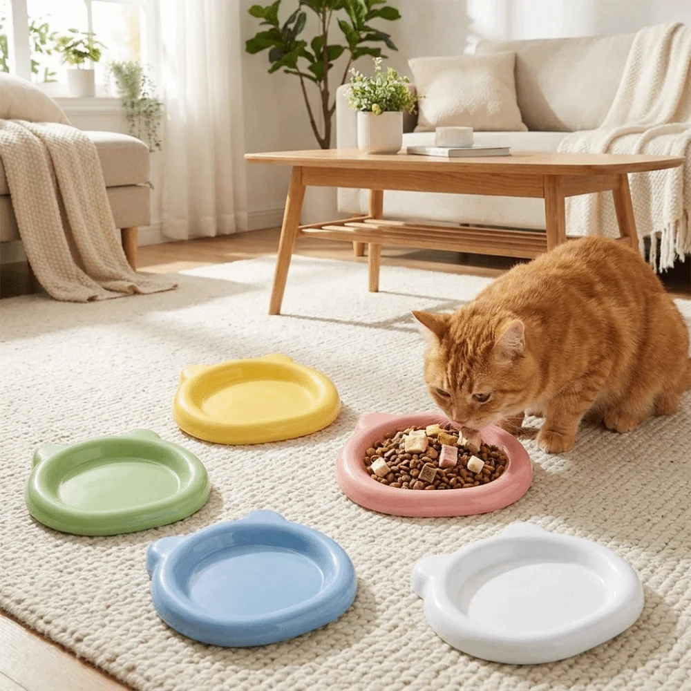 Plastic Bear Shaped Pet Plates Colorful Food Grade Pet Snack Dish Unbreakable Stackable Cat Food Plates for Pet Meals