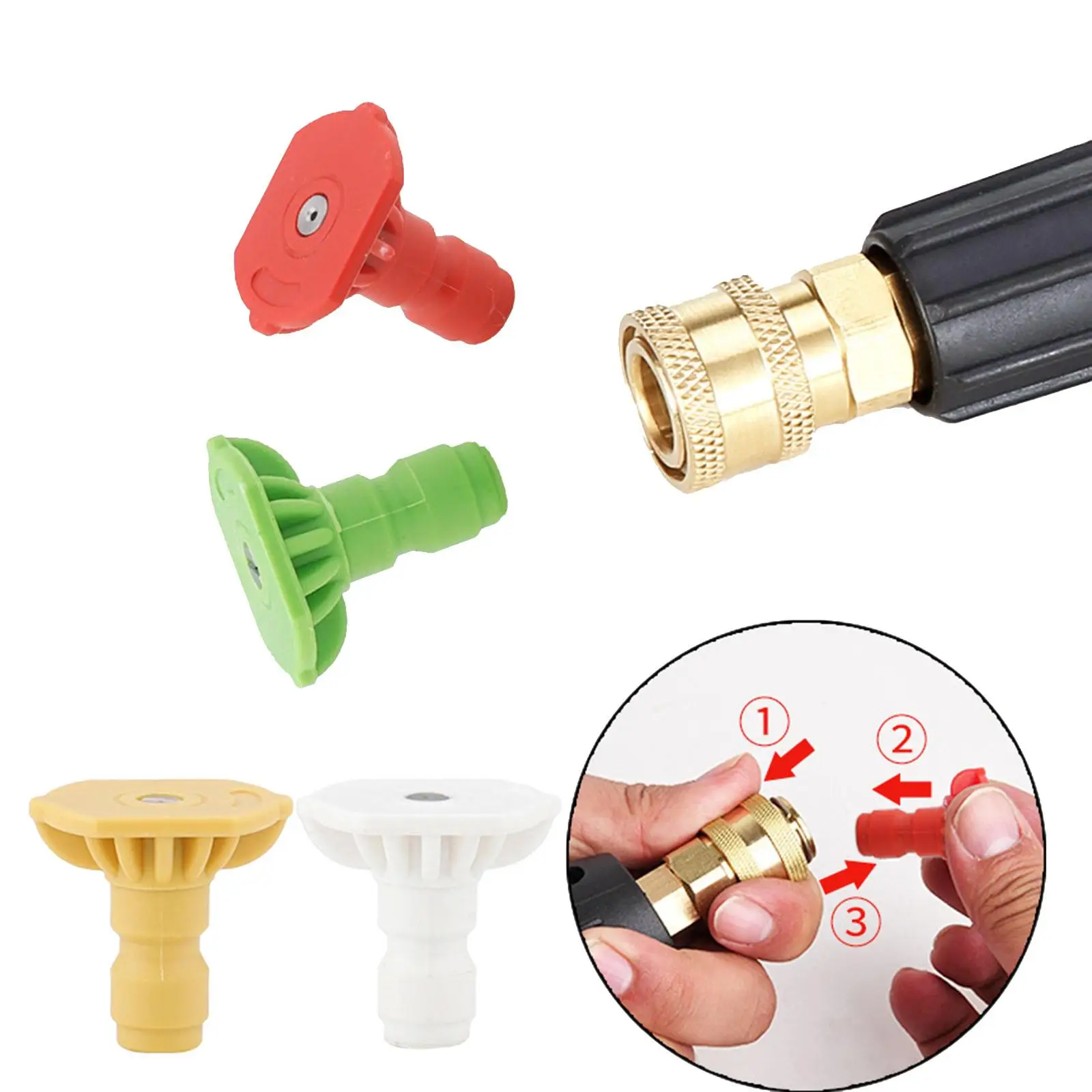 4 Pieces Pressure Washer Nozzle Tips Set Easy Install Professional Durable for Cleaning