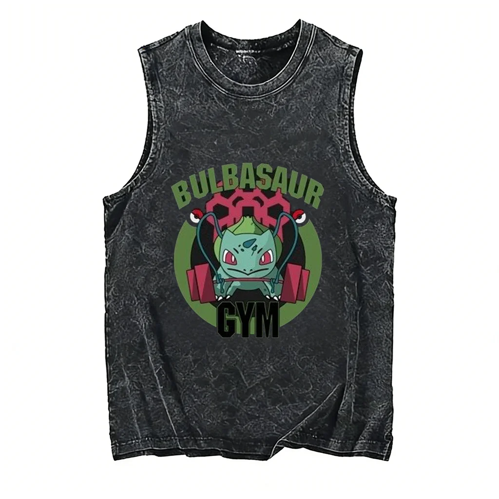 Pokemon Oversized Vintage Washed Vest Anime Men's Tank Top Man Sleeveless Shirt Summer Y2k Clothes T Shirts Gym Clothes 2026 Hot