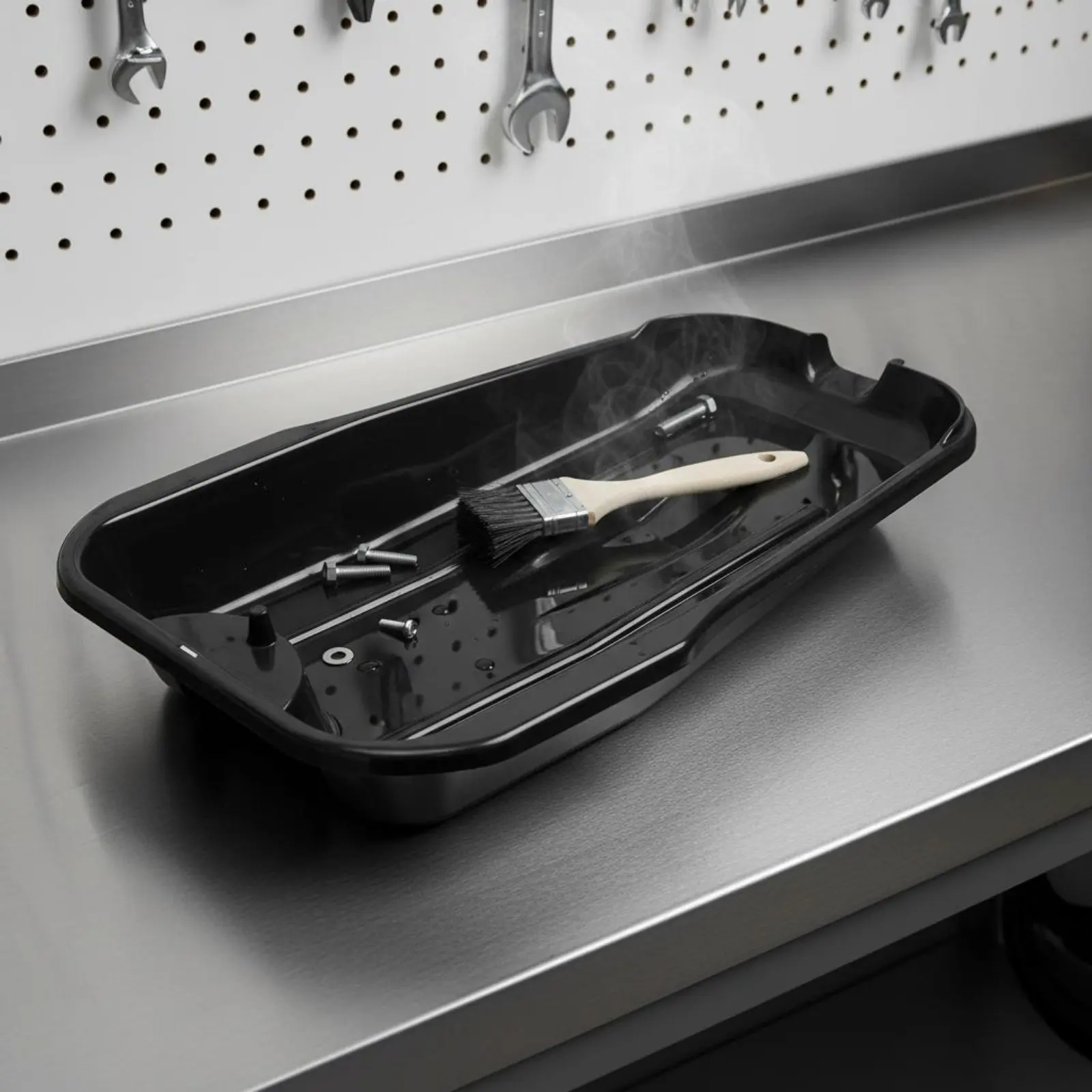 

2.5 L Motorcycle Oil Drain Pan Easy to Clean Anti Splash Oil Pan Auto Repair Supply Compact and Portable Chemical-Resistant