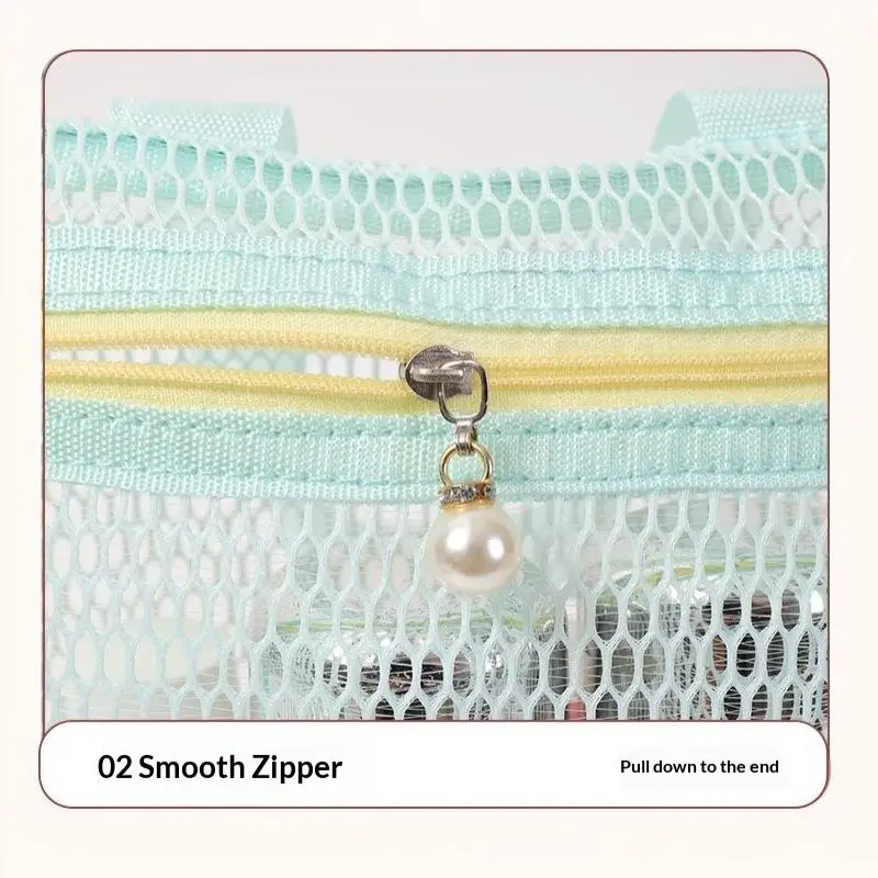 Große Kapazität Mesh-Kosmetiktasche Atmungsaktives Netz Transparenter Reise-Make-up-Organizer Glatter Reißverschluss Mehrzweck – Detail 16