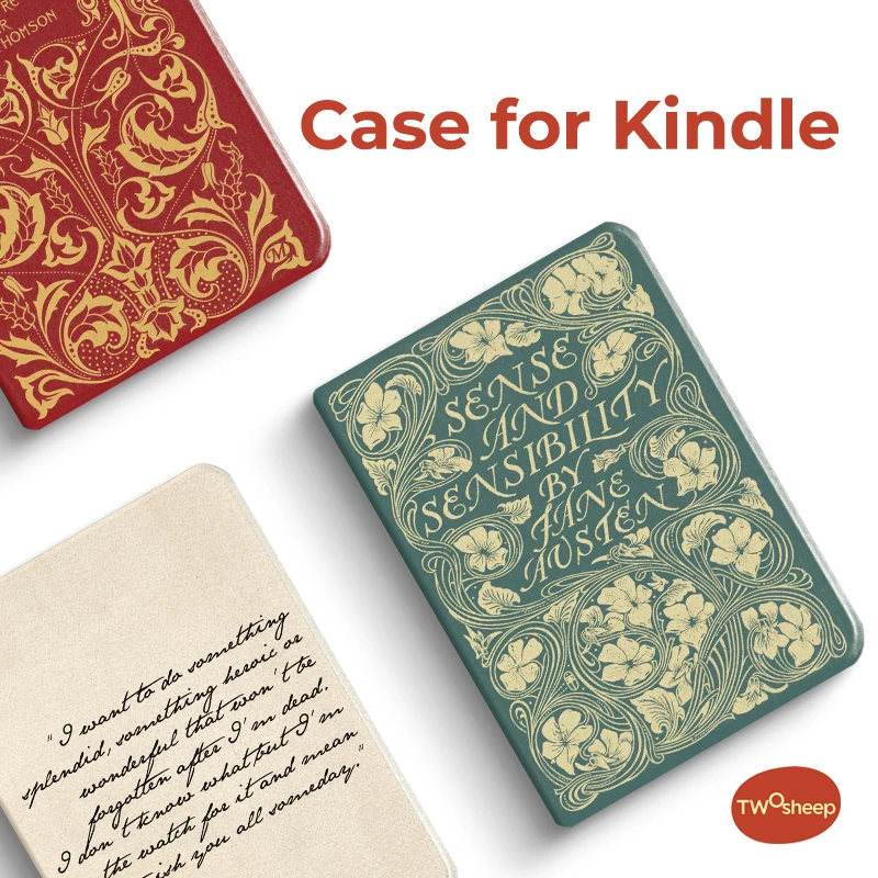 Twosheep Hard Shell Case for Kindle Paperwhite12th Kindle Colorsoft Kindle 11th 6 Inch Flip Cover Auto Sleep Wake Vintage Book