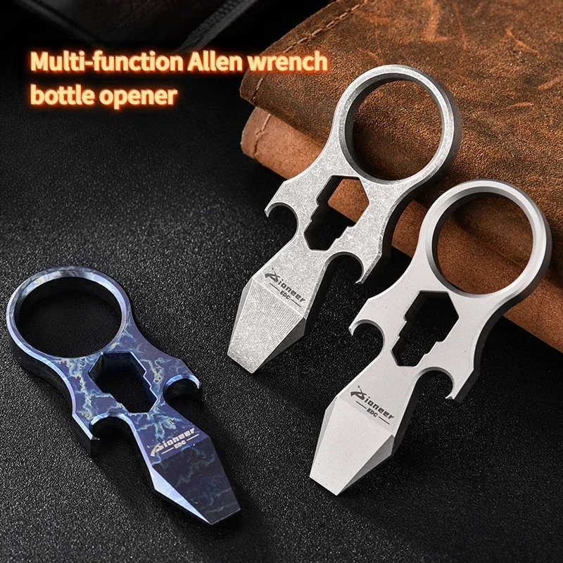 

Multifunctional Titanium Alloy Outdoor Hexagonal Wrench Bottle Opener Emergency Self-defense Finger Tiger EDC Small Tool