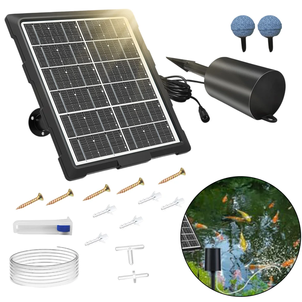 

Energy Saving Solar Pond Aerator with Silent Oxygen Pump Adjustable Timer and Three Speed Settings for Fish Ponds