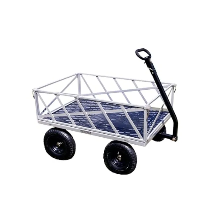 Heavy Duty 1200lb Steel All Terrain Utility Cart for gardening and hauling, black steel frame, rugged durability with 9 cu ft b