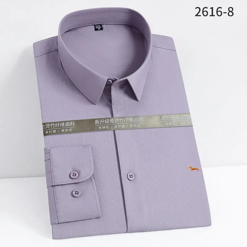 New Spring Men High Quality Casual Blouse Long Sleeve Cotton Keep Warm Harmont Solid Slim Fit Embroidery Business Blaine Shirts
