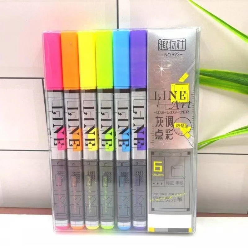 Fun Club Grayscale Pointing Neon Highlighter Graffiti Marker Hand Account Kawai  Office Learning Special Marker Drawing Pen