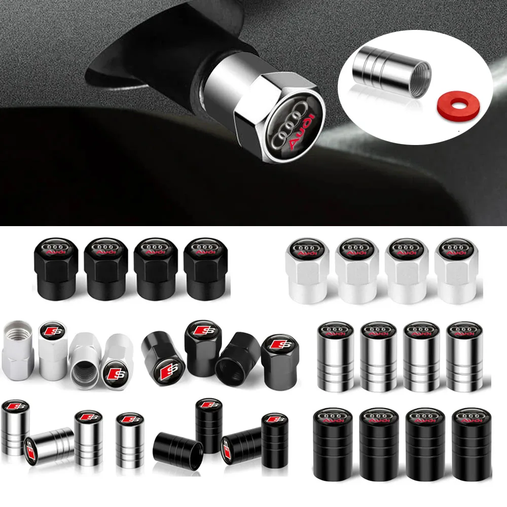 4Pcs For Audi Sports A4 B5 B6 B9 A1 A3 8L A6 C5 C7 Q3 Q5 Q7 Car Tire Tyre Valve Dust Caps Stem Covers Car Wheel Air Valve Cover