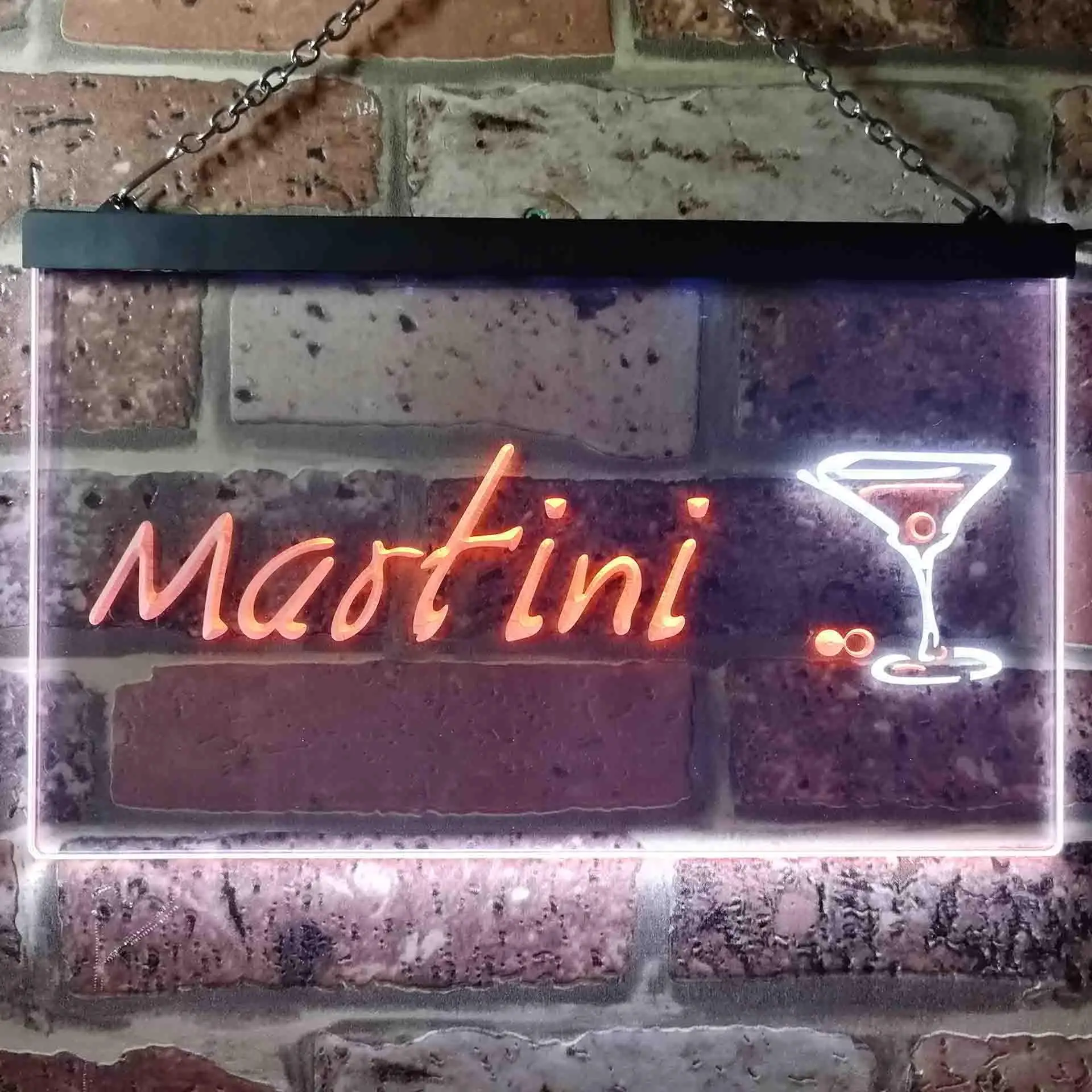 Martini Club Cocktail Bar Dual Color Led Neon Sign st6-i0551