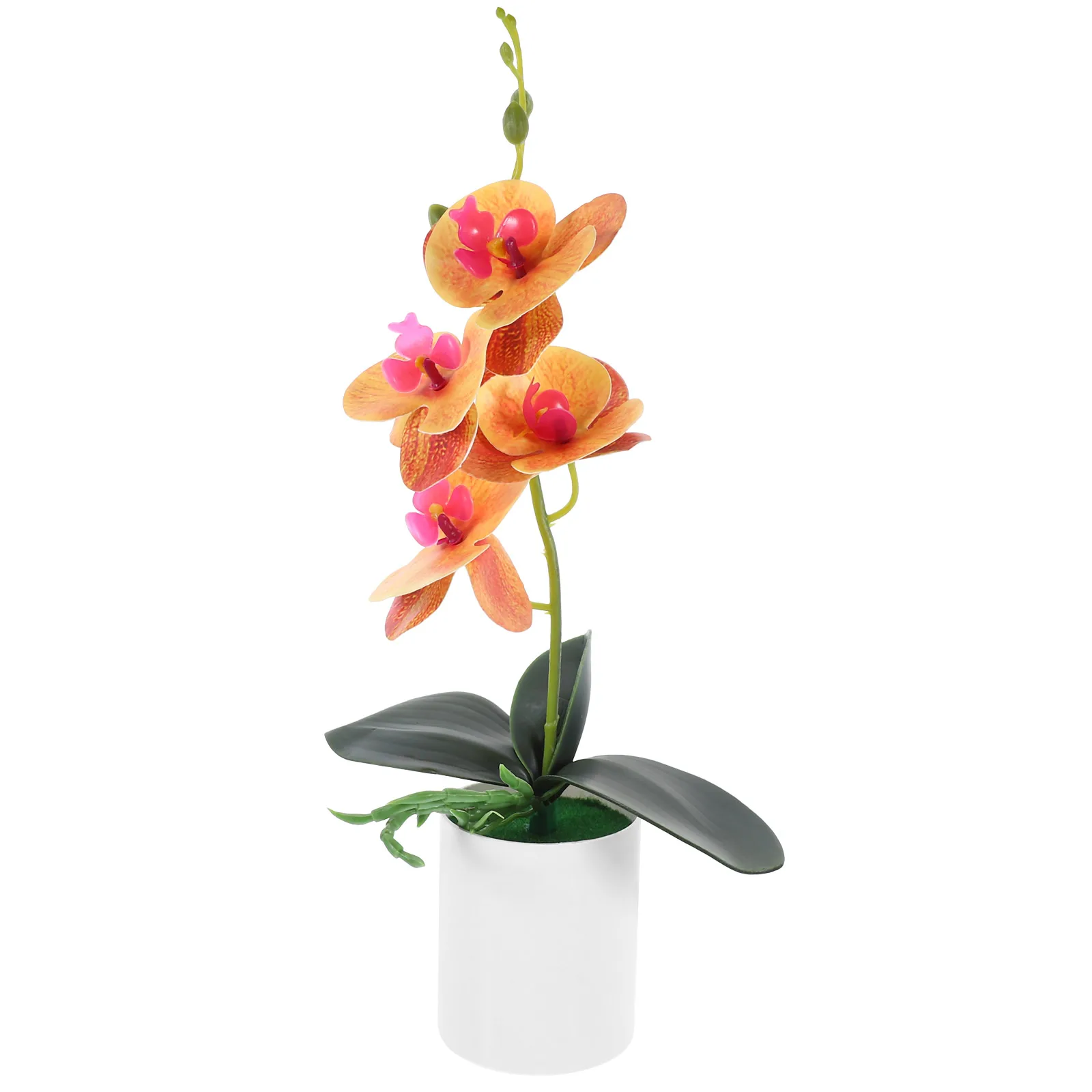

Artificial Potted Orchid Plants Highly Realistic Fake Flowers Orange White Pink Purple Yellow Desktop Decorations Long