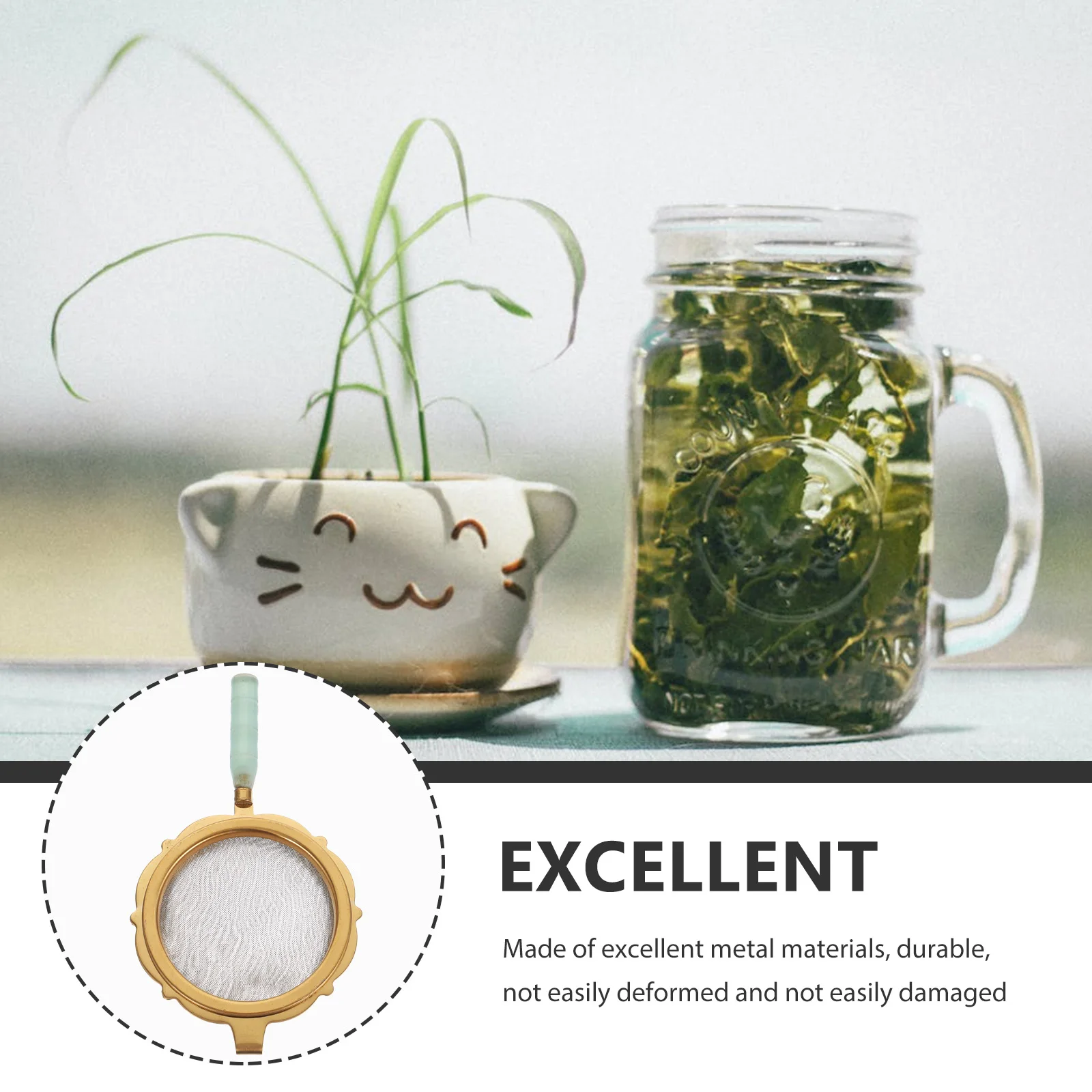 

Tea Filter Set Stainless Steel Fine Mesh Strainer Teacup Infusers for Loose Leaf Pots Teapot Spoon R om H Style for Families