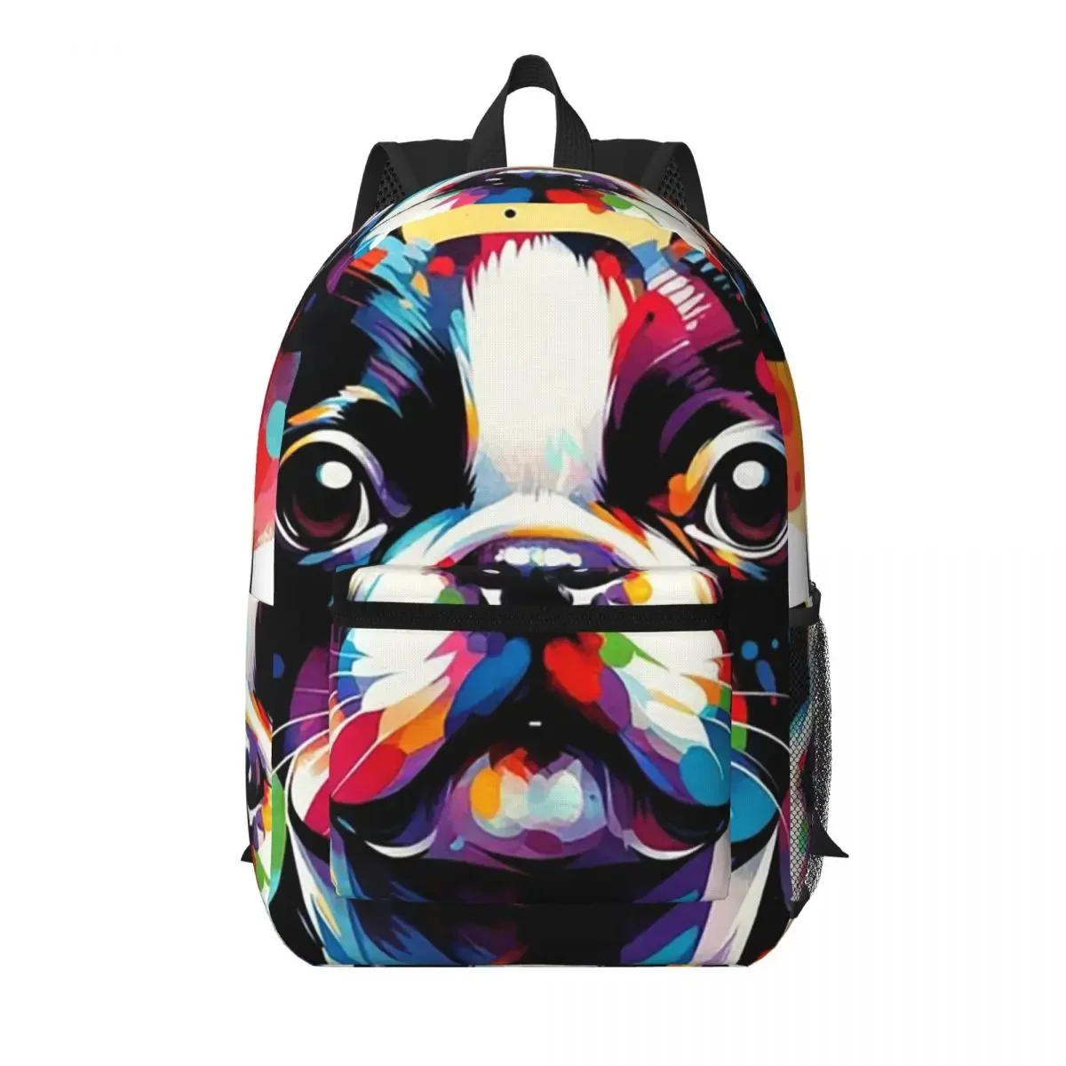 Boston Terrier Face Print Student Backpack School Bag Hiking Travel Daypack for Men Women Bookbag Shoulder Bags