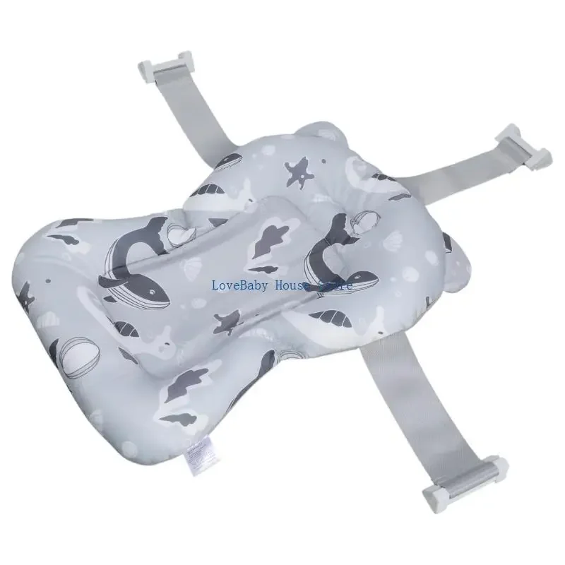 BX0D Newborns Bath Cushion Infants Shower Net Support Pad with Adjustable Straps