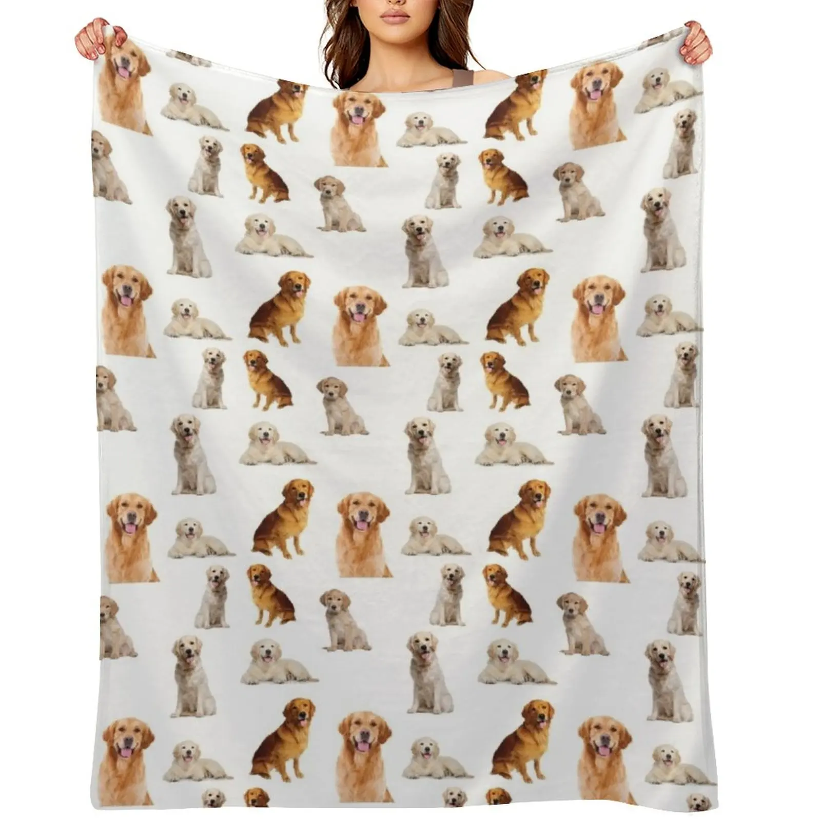 

Golden retrievers seamless pattern Throw Blanket Decoratives Soft Plush Plaid Retros Thermal Blankets