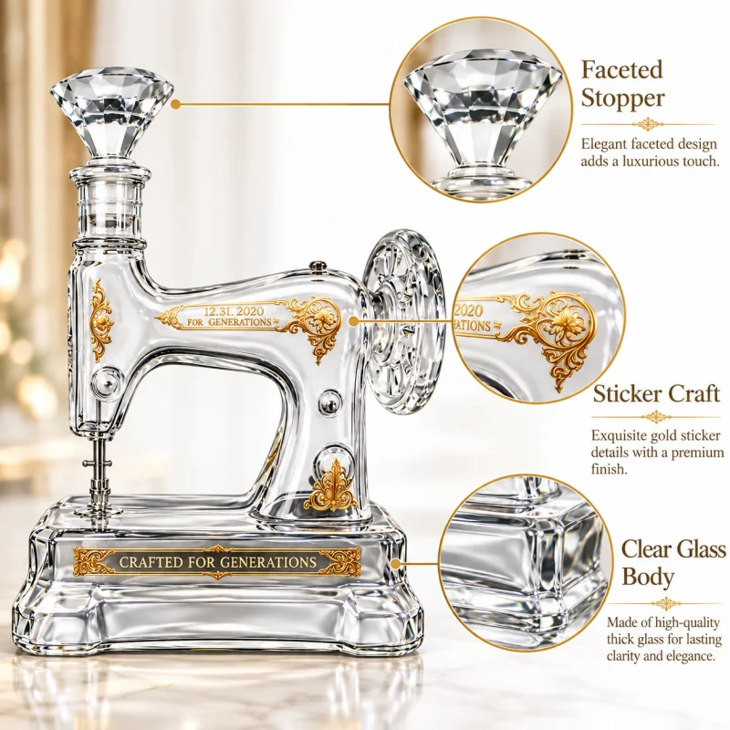 Vintage Sewing Machine Glass D - огляд і ціна Vintage Collectible Bottles