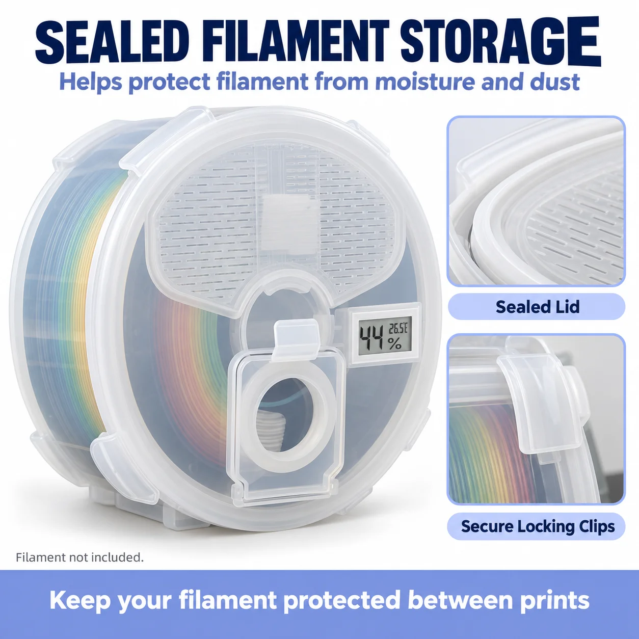 3D Printing Filament Dry Box Airtight Wall Hanging 1KG Storage Case, Dustproof Anti-Moisture Sealed Box, Wall-Mounted for Filame