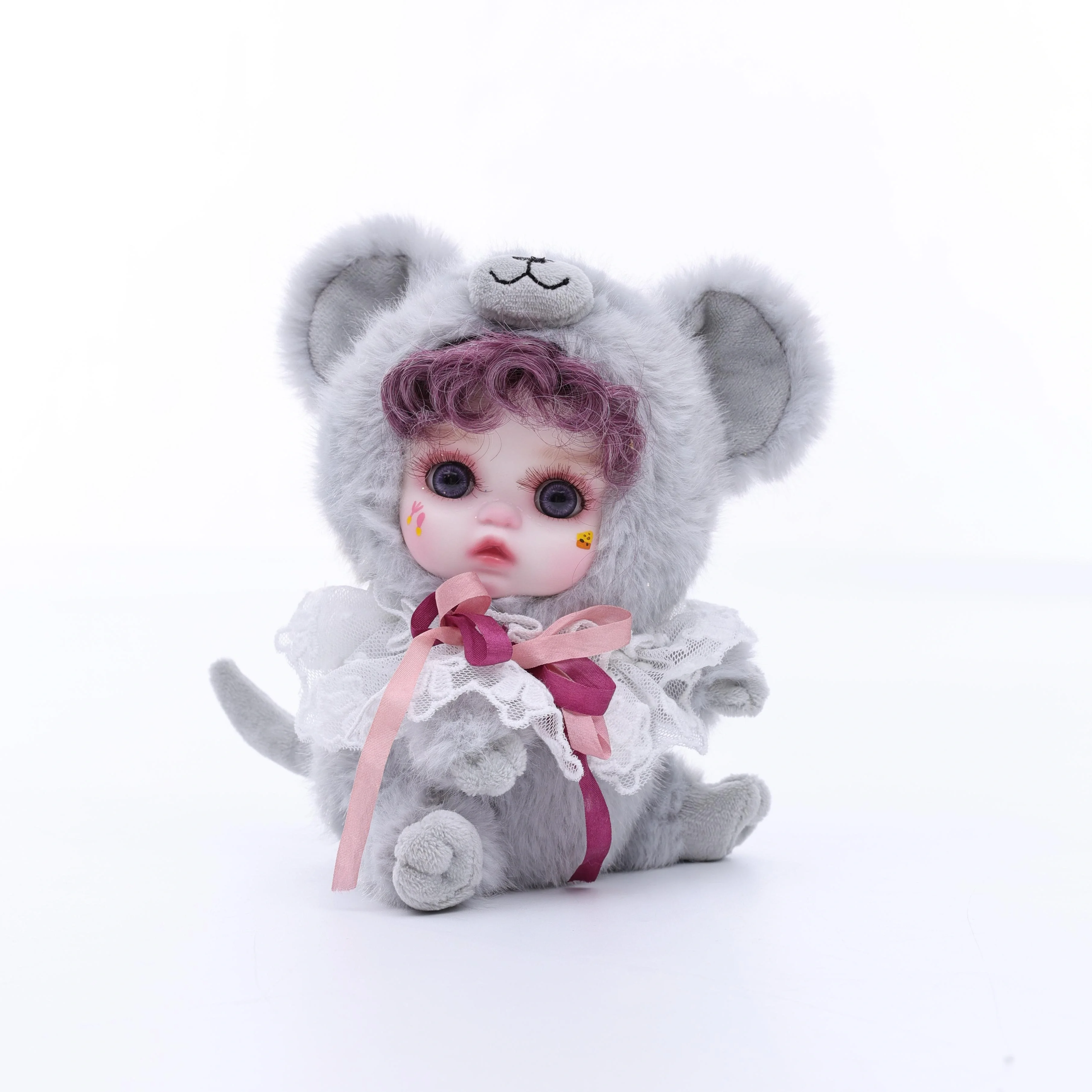 Cloveray Original 8 inch Super Cute Porcelain Doll Kawaii Ceramic Face Body Plush Doll High-quality Handmade Collecting Art Gift