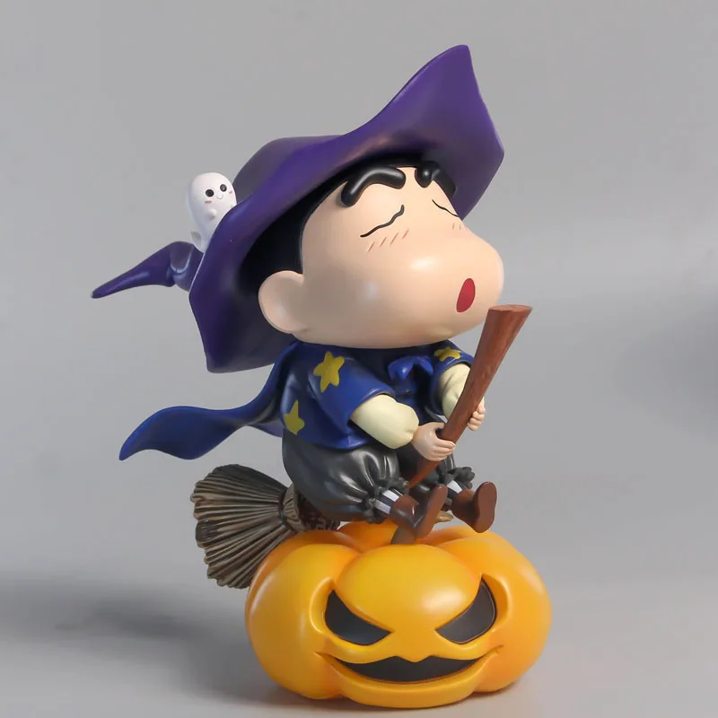 New 17cm Crayon Shin-Chan Pumpkin Lantern Hand-Made Ornaments Desktop Decor Rechargeable Atmosphere Nightlight Lamp Halloween