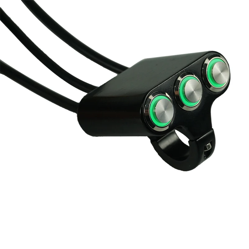 

Motorcycle Switch 7/8" 22mm Handlebar Mount Switches Headlight Hazard Brake Fog Light Aluminum With Green Indicator LED