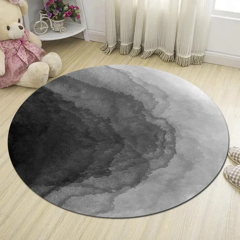 Earth & Moon Galaxy Print Round Carpet – Geometric Space-Themed Non-Slip Rug for Living Room Decor