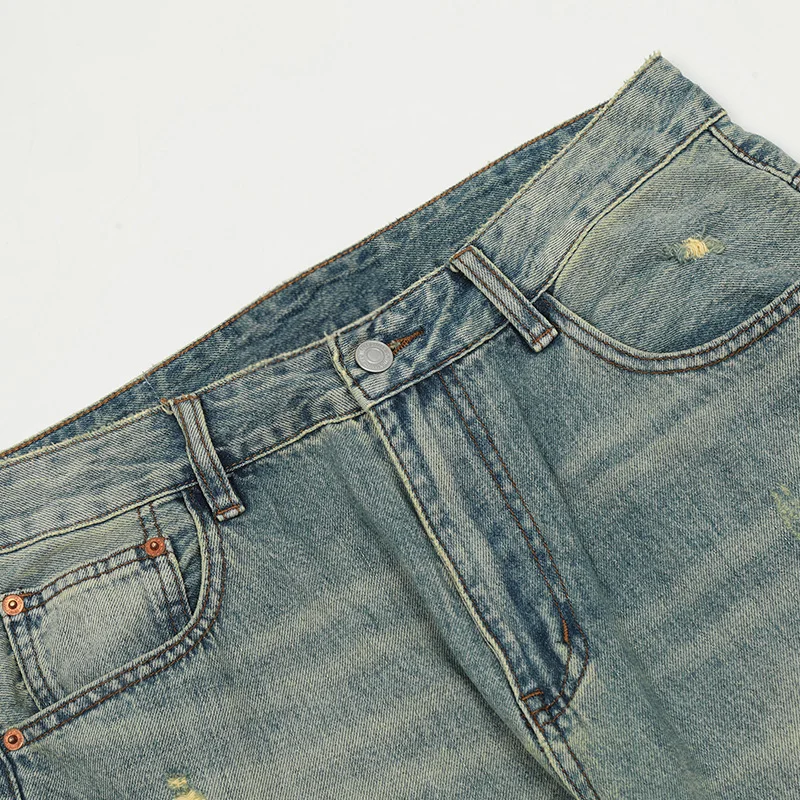 UPRAKF Ripped Jeans Summer Streetwear Basic Pants Fashion High Street Casual Denim Fit Blue Autumn