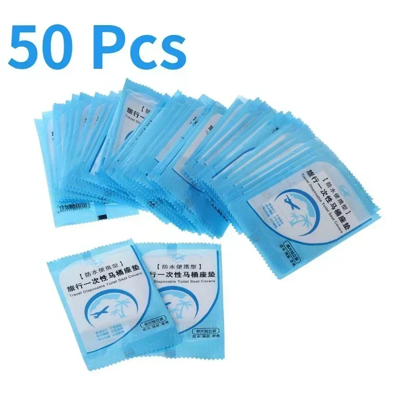 50/30Pcs Disposable Toilet Seat Cover Mat Portable Waterproof Safety Toilet Seat Pad for Travel/Camping Bathroom Accessiories