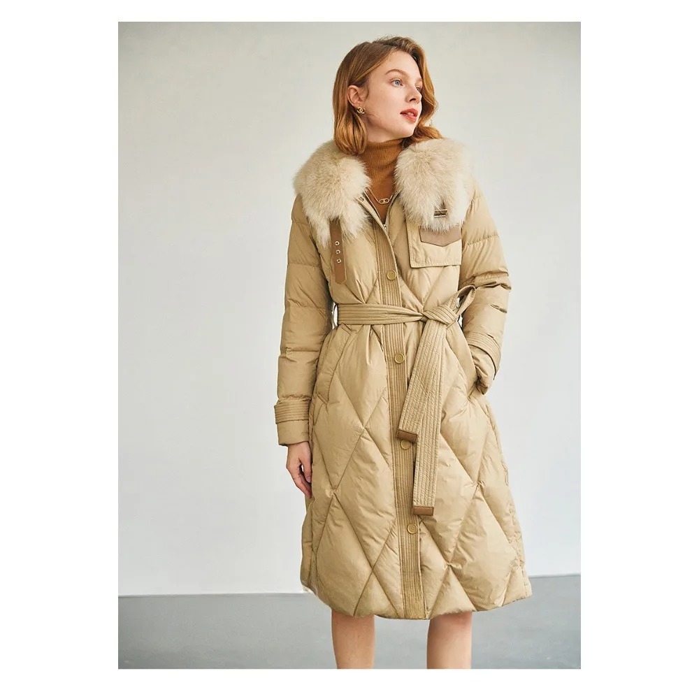 Huge Real Fox Fur Collar 2024 Winter 90% Duck Down Jacket Women Long Puffer Coat Snow Outerwear Female Slim Feather Parkas