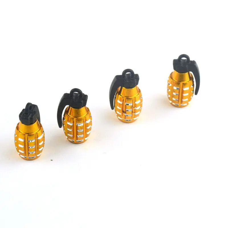 

4x Gold Grenade Tire Valve Stem Cap Wheel Tire Air Valve for F150 Titan Sierra Car Accessories