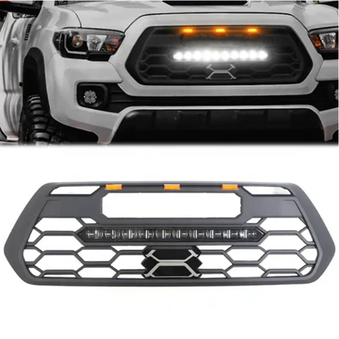 Car Grill With Led Light Bar And Tss Sensor Cover Front Grille For Tacoma 2016 - 2020