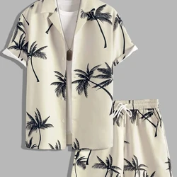 Kids Shirt Sets 3d Print Beach Coconut Tree Plaid Lapel Short Sleeve Casual Shirt Beach Shorts Summer Streetwear Hawaiian Suits