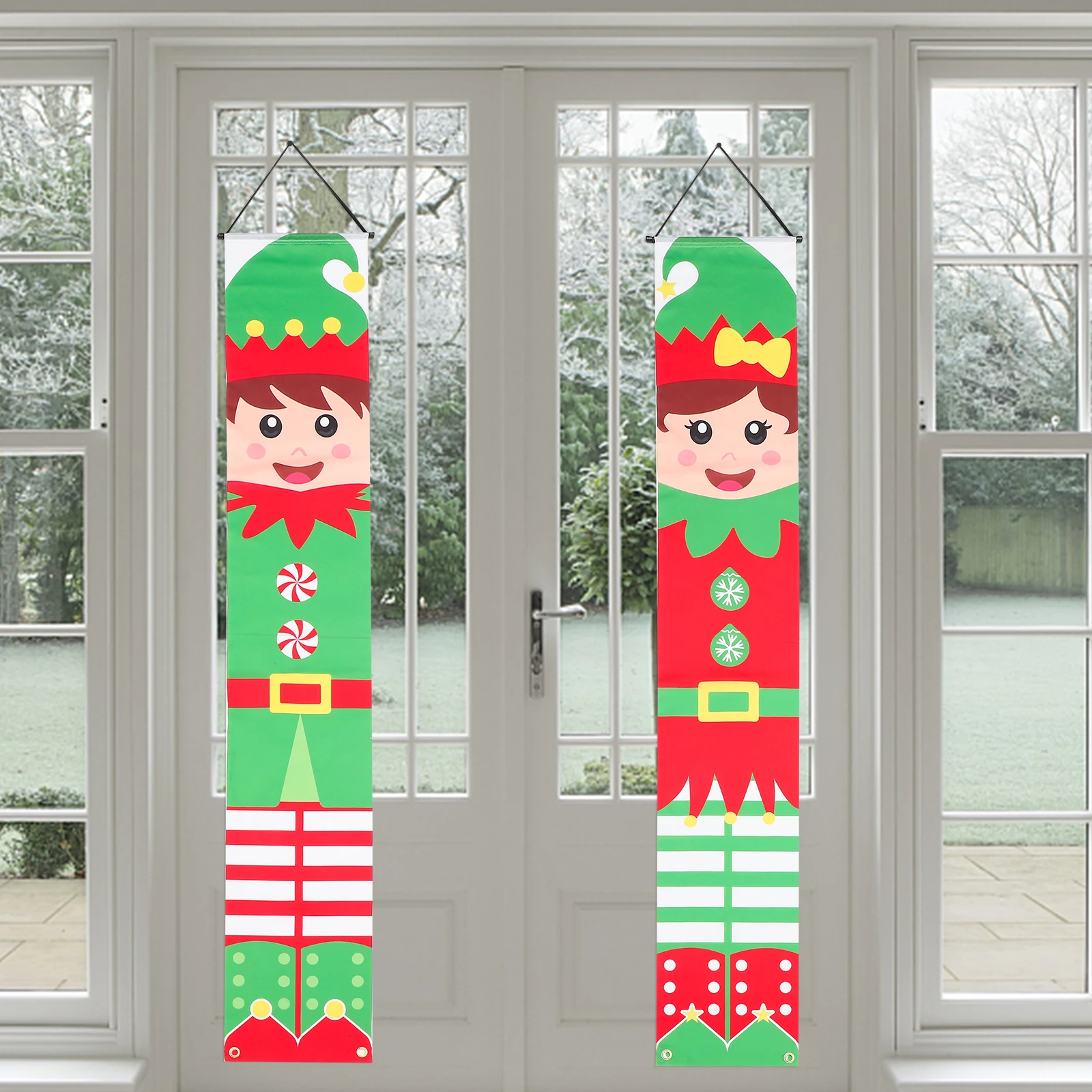 

Couplets Lovely Pattern Door Decor Xmas Polyester Party nament Yard Garden Home Supplies Winter