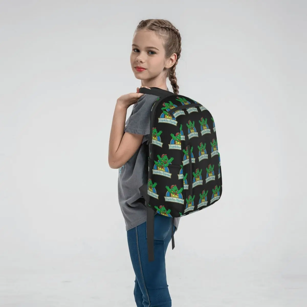 Vintage Franklin The Turtle Backpack Large Capacity Boys Girls BookBag School Bag Shoulder Bags for Men Women